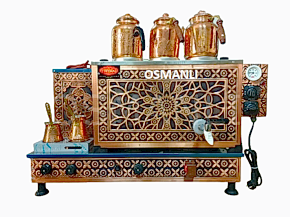 3 Demlikli Bakır  Çay Kazanı GAZ+ELK Tam Otomatik