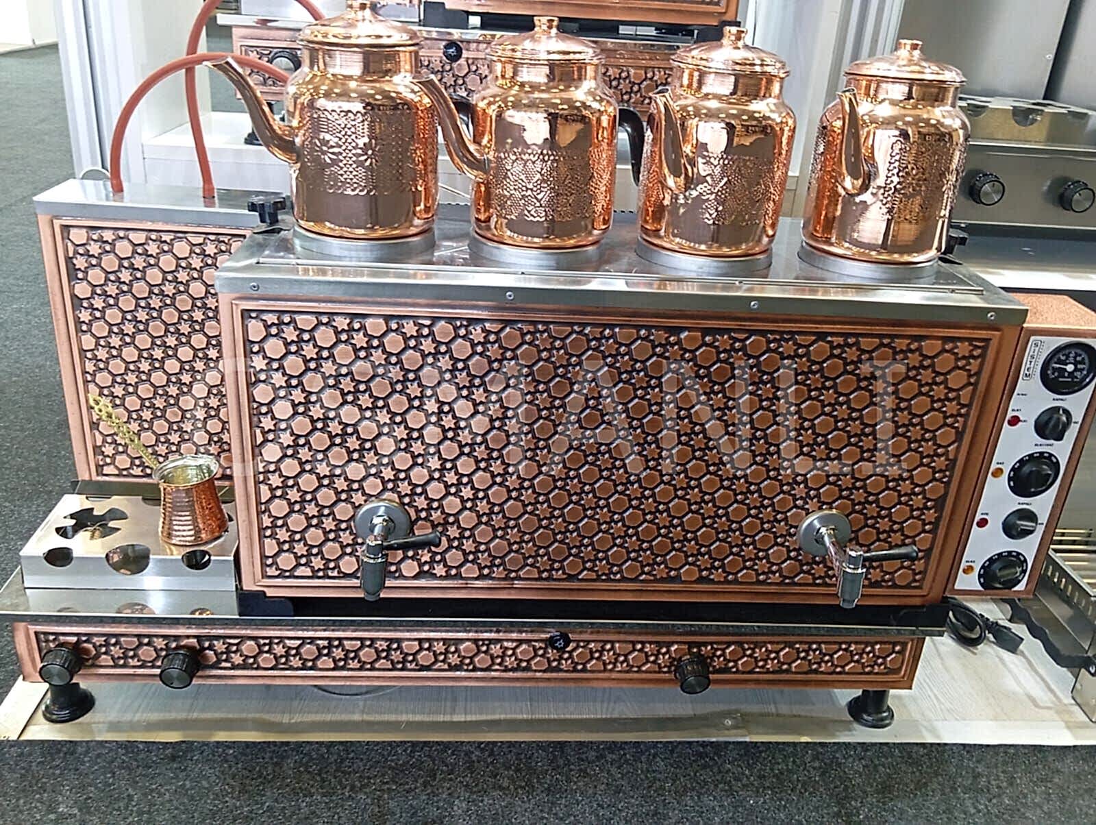 4 Demlikli Bakır Tam Otomatik Çay Kazanı GAZ+ELK