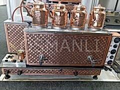 4 Demlikli Bakır Tam Otomatik Çay Kazanı GAZ+ELK