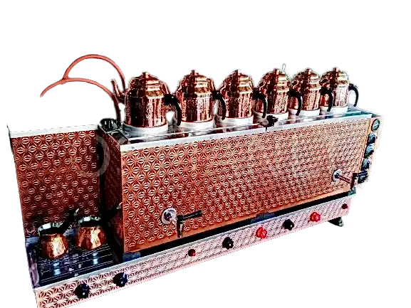 6 Demlikli Bakır Tam Otomatik Çay Kazanı GAZ+ELK