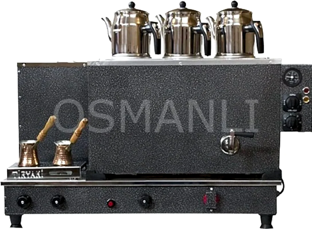 3 Demlikli GRİ Tam Otomatik Çay Kazanı GAZ+ELK