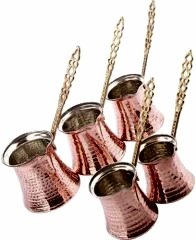 BAKIR CEZVE SETİ - 5Lİ BOY BOY BAKIR CEZVELER